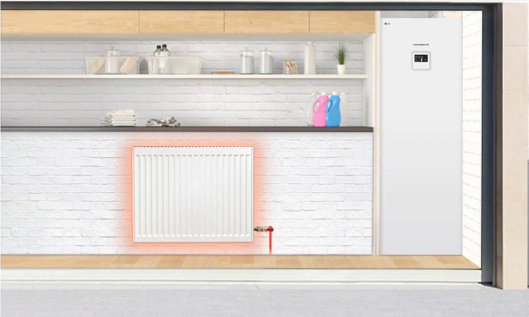 LG Hydrosplit IWT heat pump with an integrated 12kW 1F DHW tank