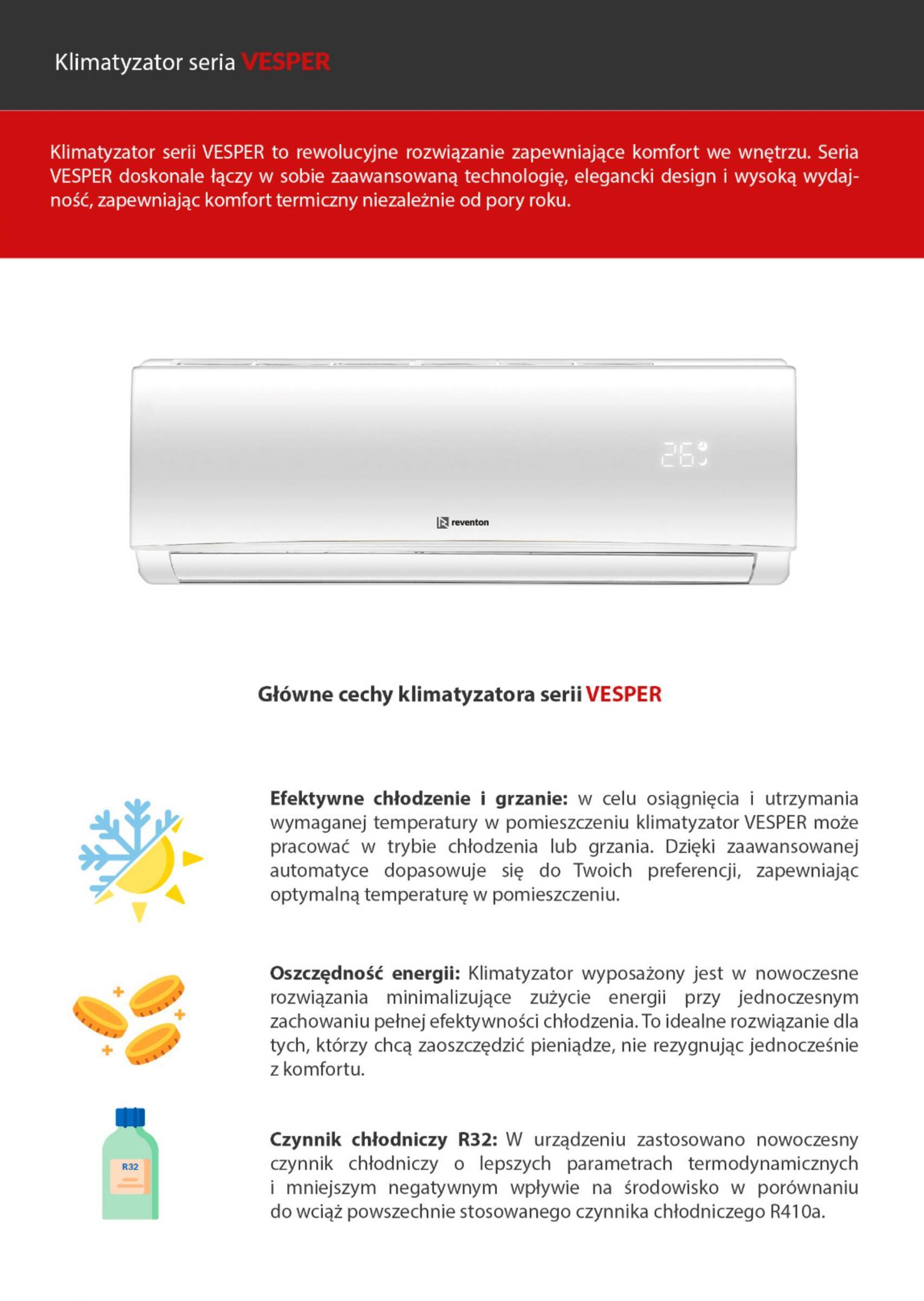 REVENTON VESPER 3.4kW wall air conditioner