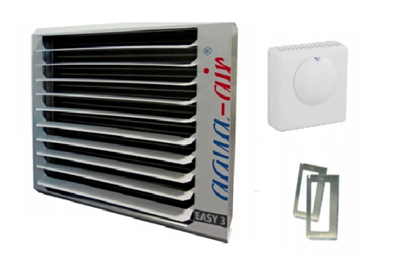 Nagrzewnica wodna w metalowej obudowie AQUA AIR EASY N2 + konsola montażowa + termostat manualny 35KW