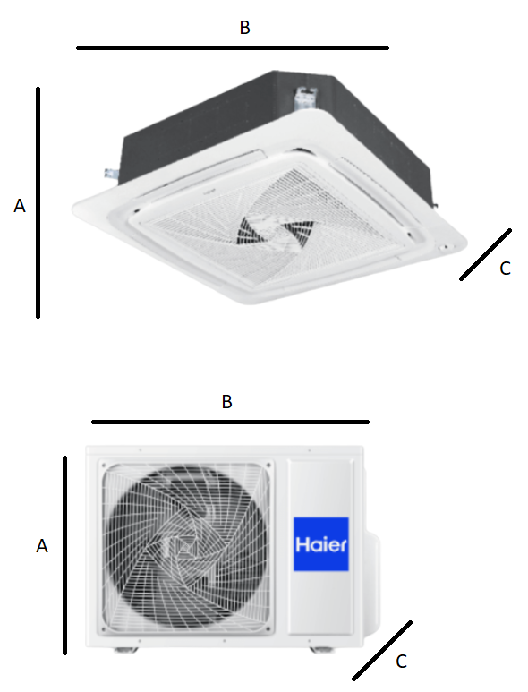 Haier Cassette Cassette air conditioner with a circumferential air flow of 12,3 kW