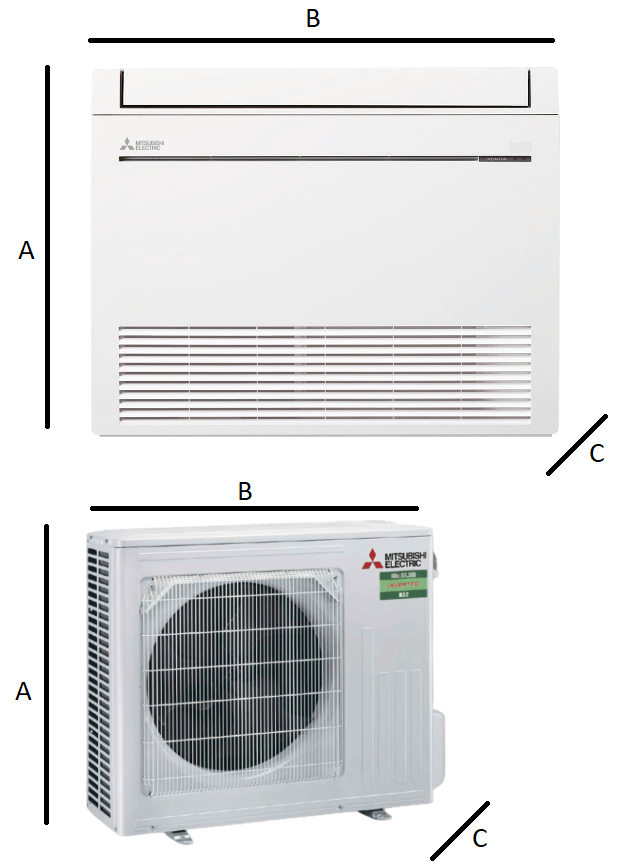 Bodenstehende Mitsubishi MFZ-KT 5,0 kW Klimaanlage