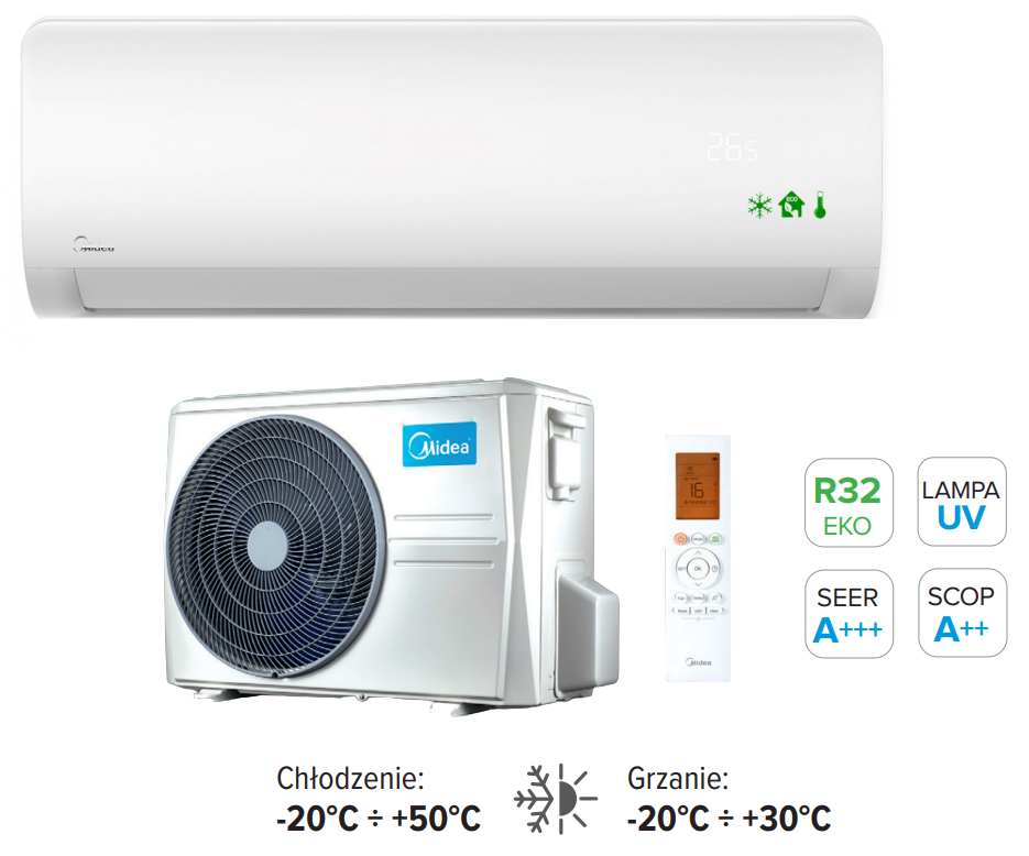 Midea XTREME SAVE UV 2.6kW wall-mounted air conditioner