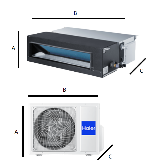 Haier DUCT air conditioner with an average pressure of 13,4 kW