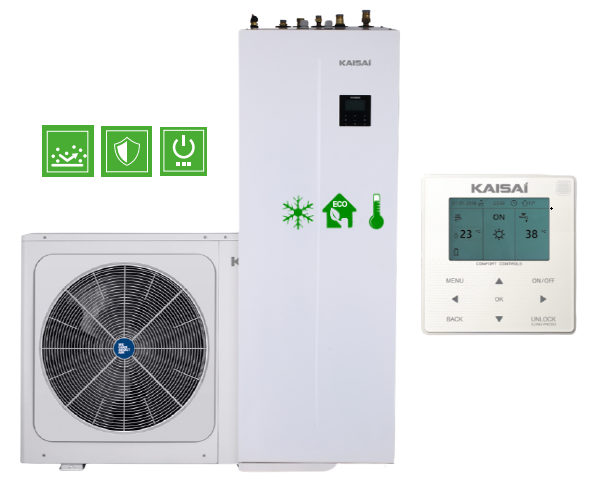 KAISAI Split 10kW heat pump with 1F DHW tank