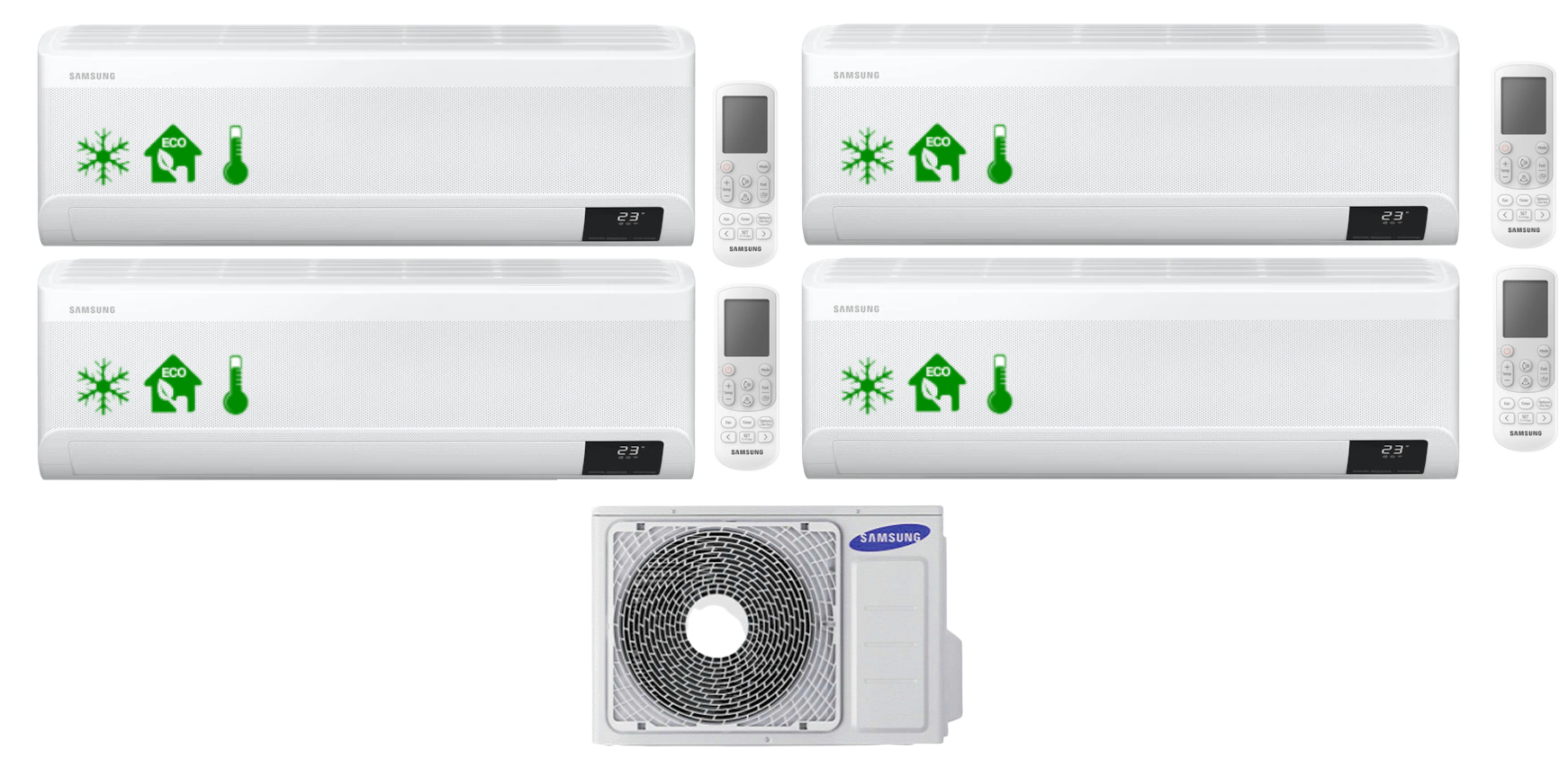 Multi-systems SAMSUNG Wind-Free Comfort 2x 2,0kW + 2x 2,5kW