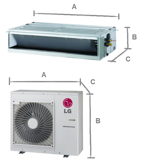 Duct Klimaanlage LG Compact Inverter durchschnittlich  9,5 kW
