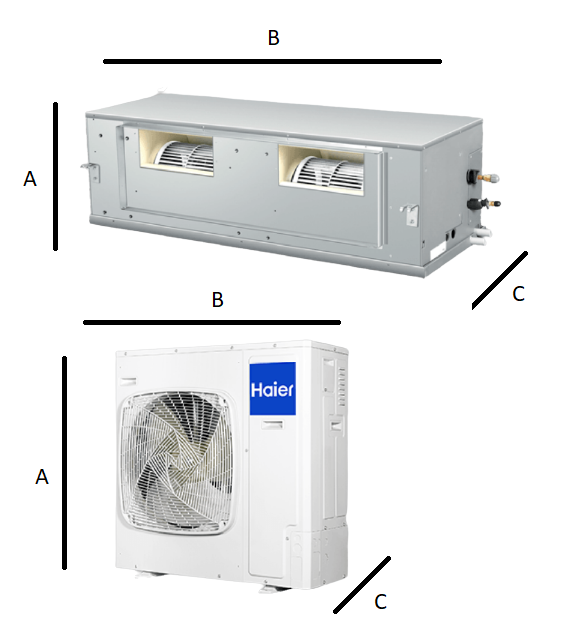 Haier Duct Duct Air Conditioner with a high pressure of 12.1 kW