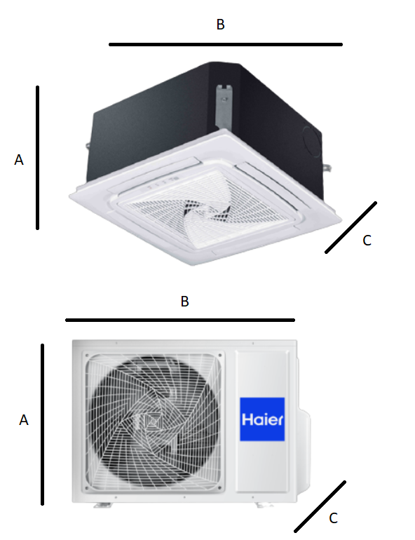 Haier-Kassette Kassette Mini-Klimaanlage kompakt 4-Wege-Luftstrom 5,0 kW