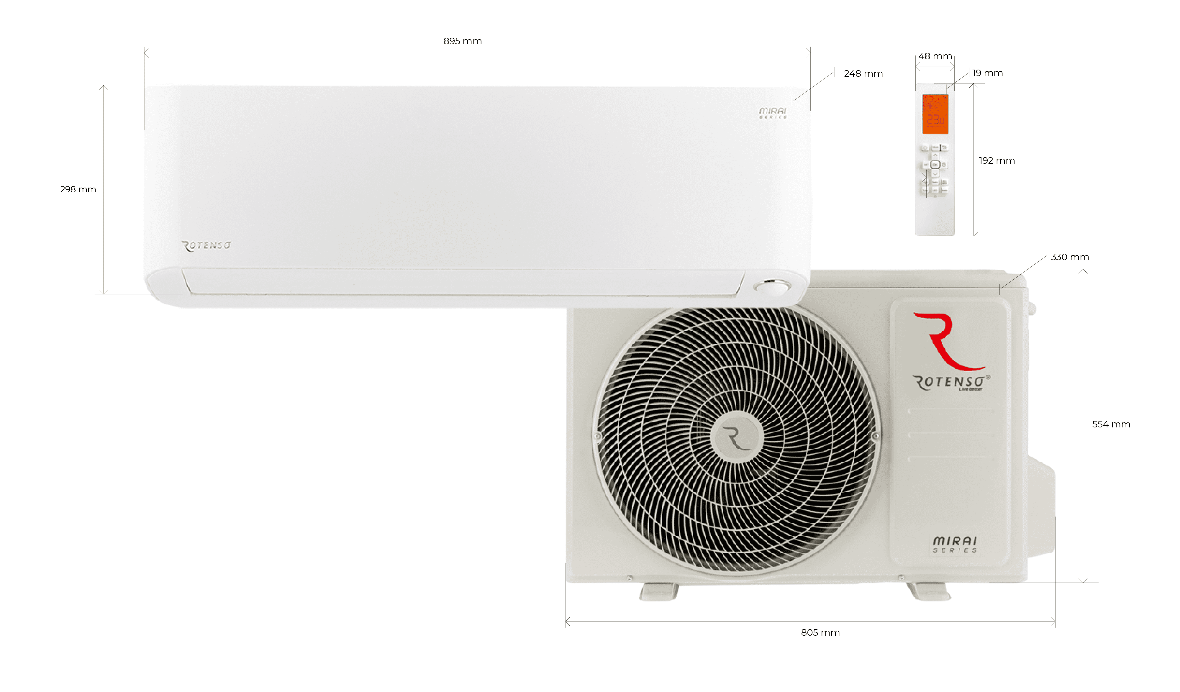 ROTENSO Mirai 2.5kW wall air conditioner