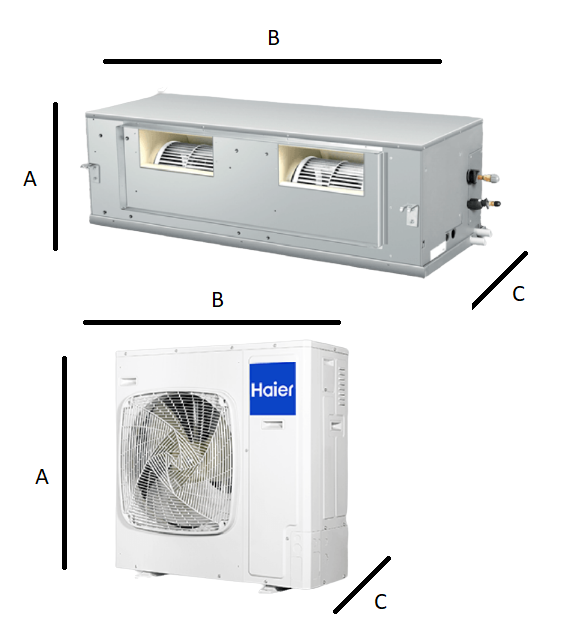 Haier Duct Duct Air Conditioner with a high pressure of 13,5 kW