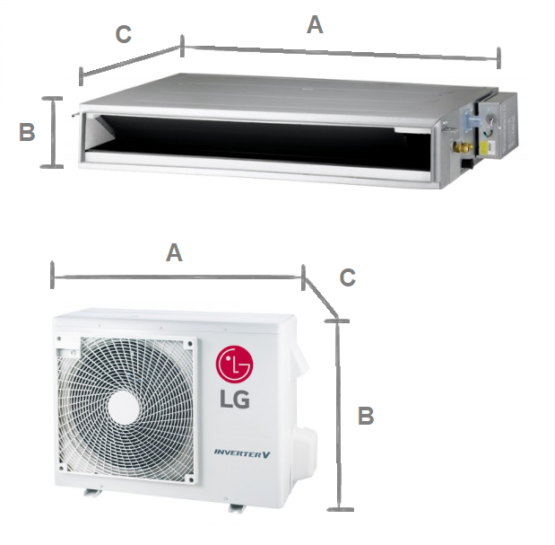 Duct air conditioner LG Standard Inverter low static pressure 2,5 kW