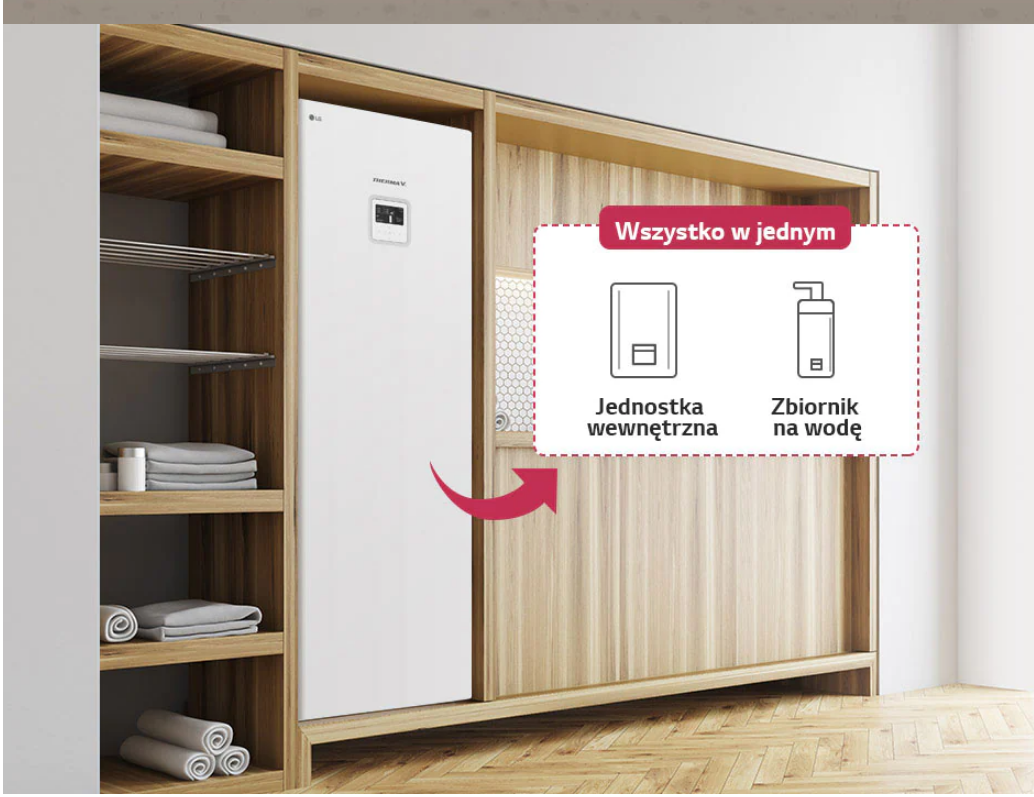 LG Hydrosplit IWT heat pump with an integrated 12kW 1F DHW tank