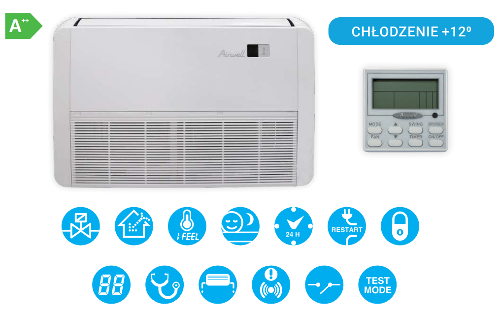 Wall-ceiling air conditioner AIRWELL +12°C FDLK 5,3kW