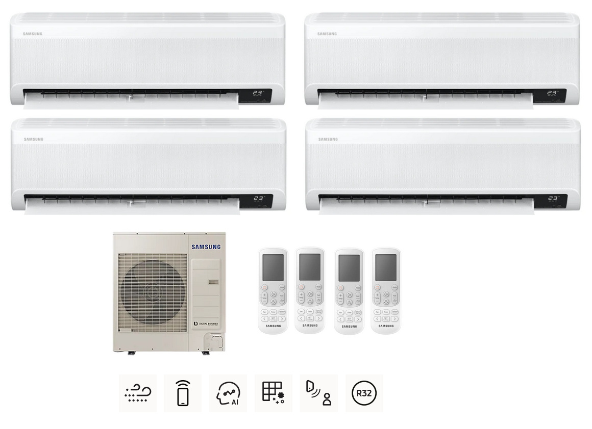 Multi-systems SAMSUNG Wind-Free Elite 2x 2,0kW + 2x 2,5kW