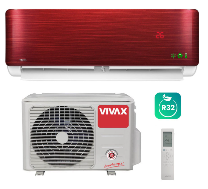 Klimatyzator ścienny Vivax R-DESIGN ACP-12CH35AERI RED R32 3,5 kW
