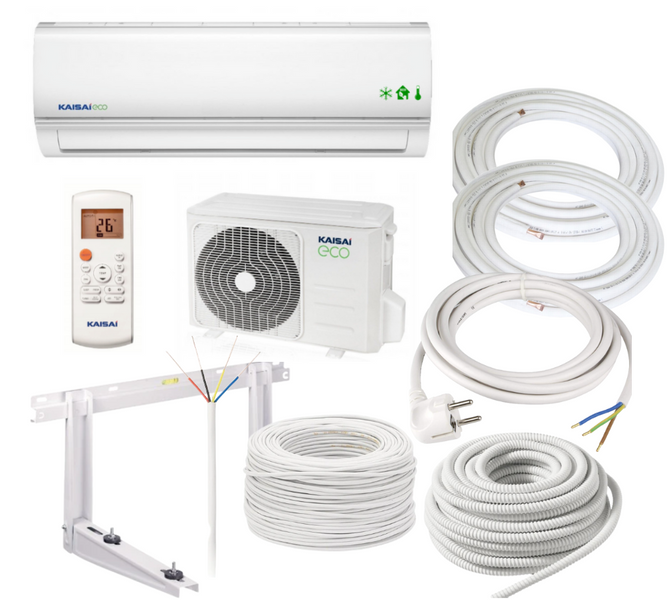 KAISAI ECO KEX 2.5 kW wall air conditioner KEX-09KTGI + KEX-09KTGO + 5in1 kit!