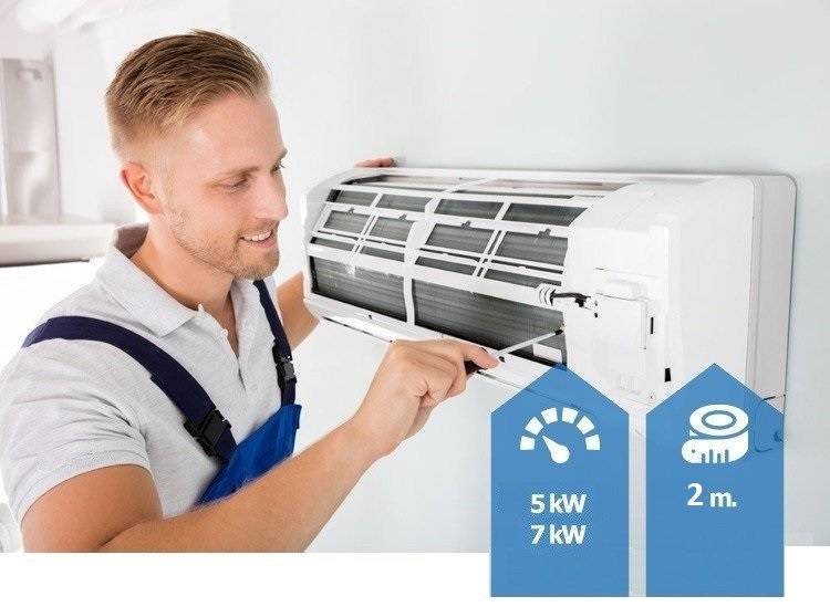 Montaż klimatyzatora 5,0 kW - 7,0 kW długości instalacji chłodniczej do 3 m