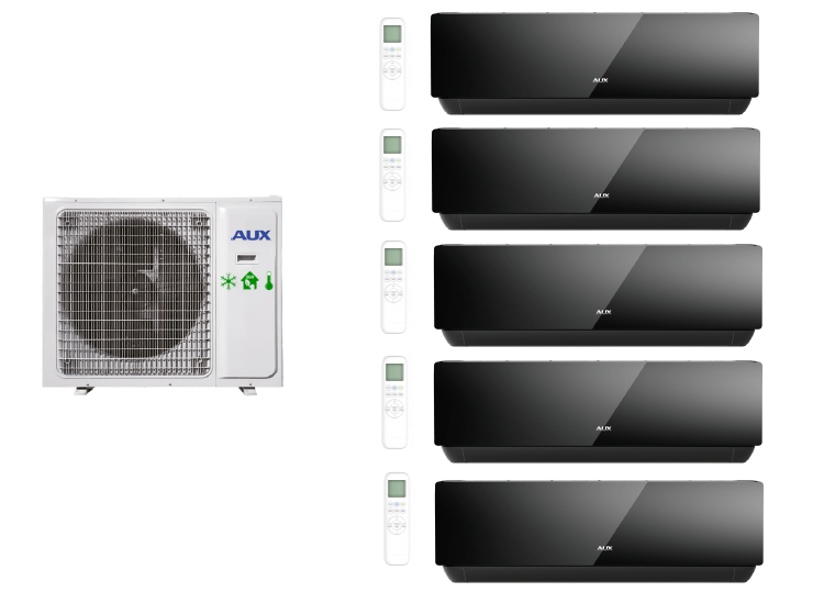 Multi-systems AUX J-SMART ART 2,0 kW + 2,5 kW + 3x 3,5 kW