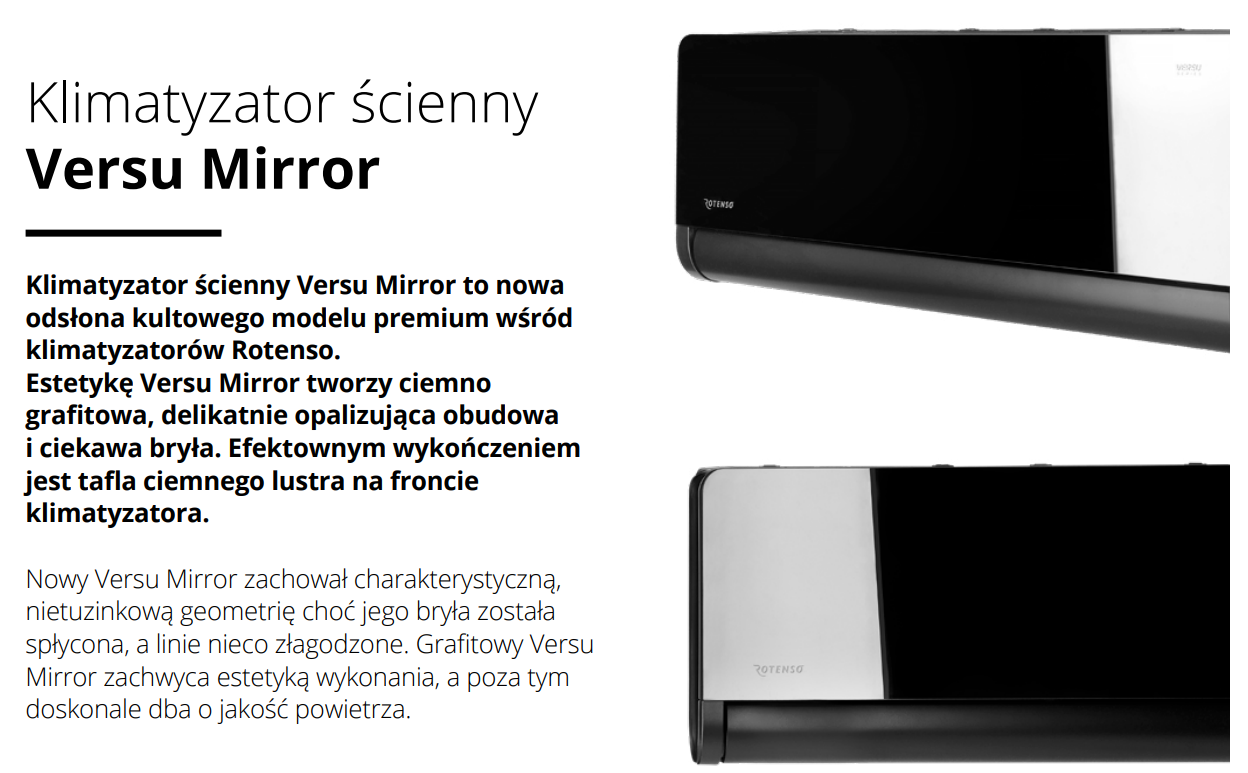 Wandklimagerät ROTENSO Versu Mirror X R15 2,6kW Neu!