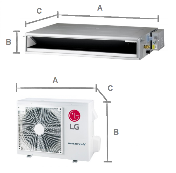 Duct air conditioner LG H-Inverter low static pressure 3,4 kW