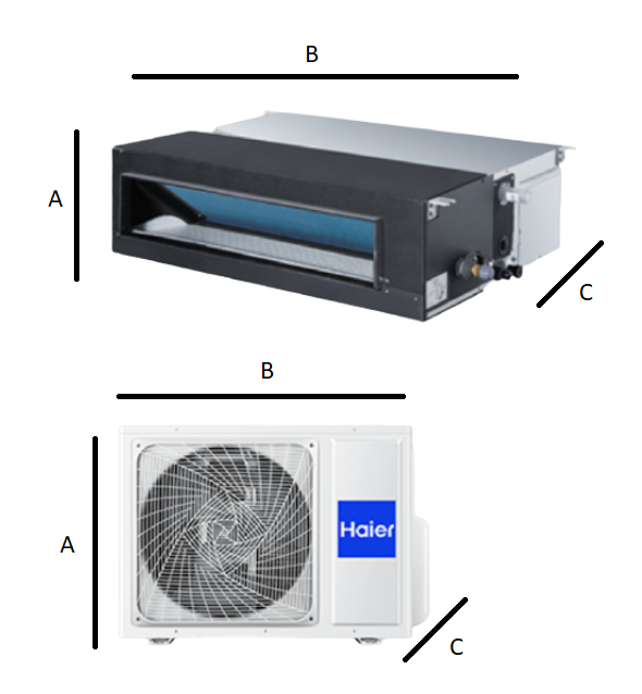 Haier DUCT air conditioner with an average pressure of 7,1 kW