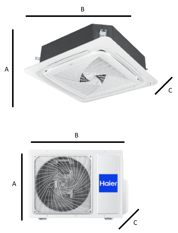 Haier Cassette Kassettenklimaanlage mit einem Umfangsluftstrom von 12,1 kW