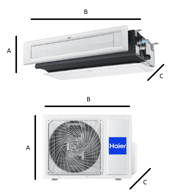 Haier Slim DUCT Kanalklimaanlage mit niedrigem Druck von 7,1 kW