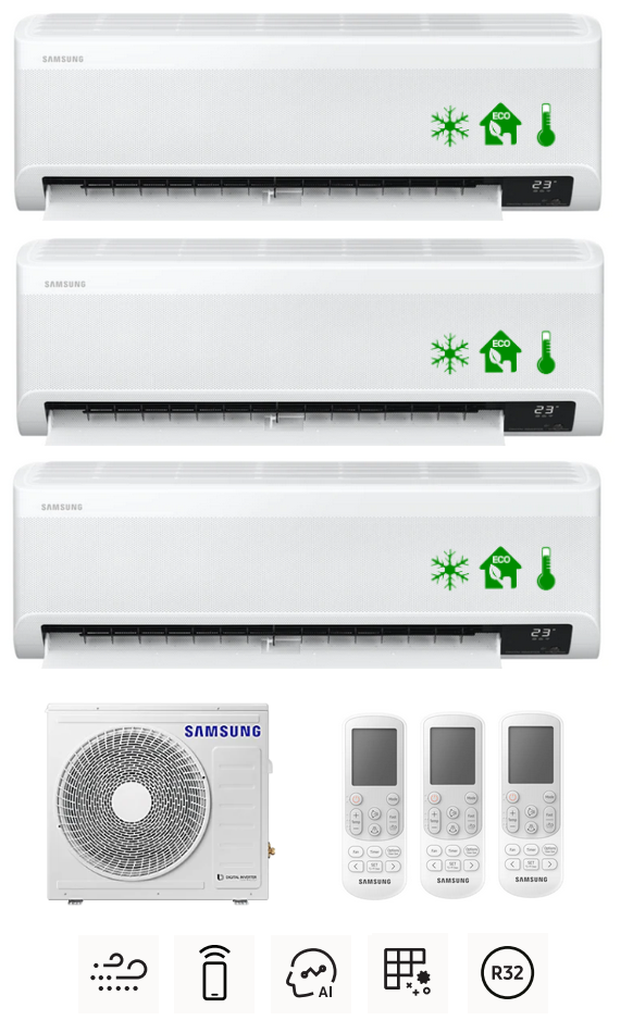 Multi-systems SAMSUNG Wind-Free Avant 5,0kW + 2x 2,5kW