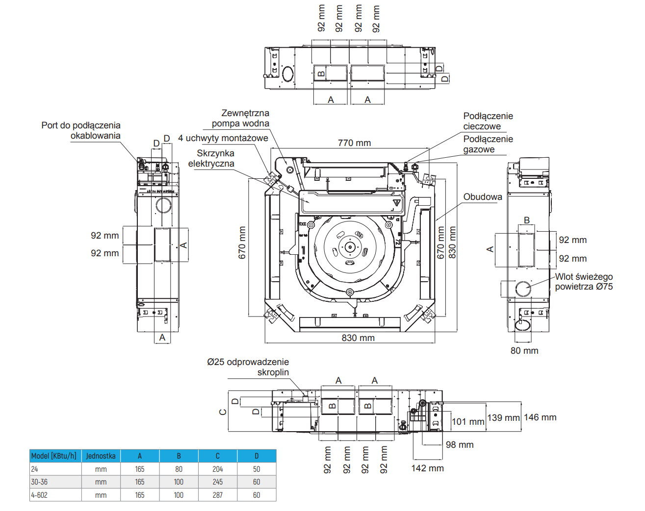Cassette air conditioner MDV 7.0kW standard