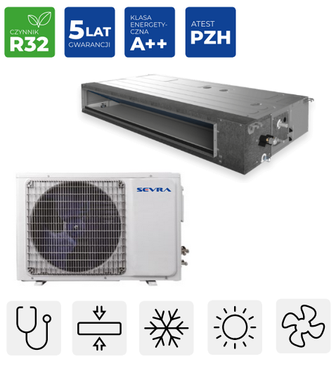 Klimatyzator kanałowy SEVRA 5,0kW