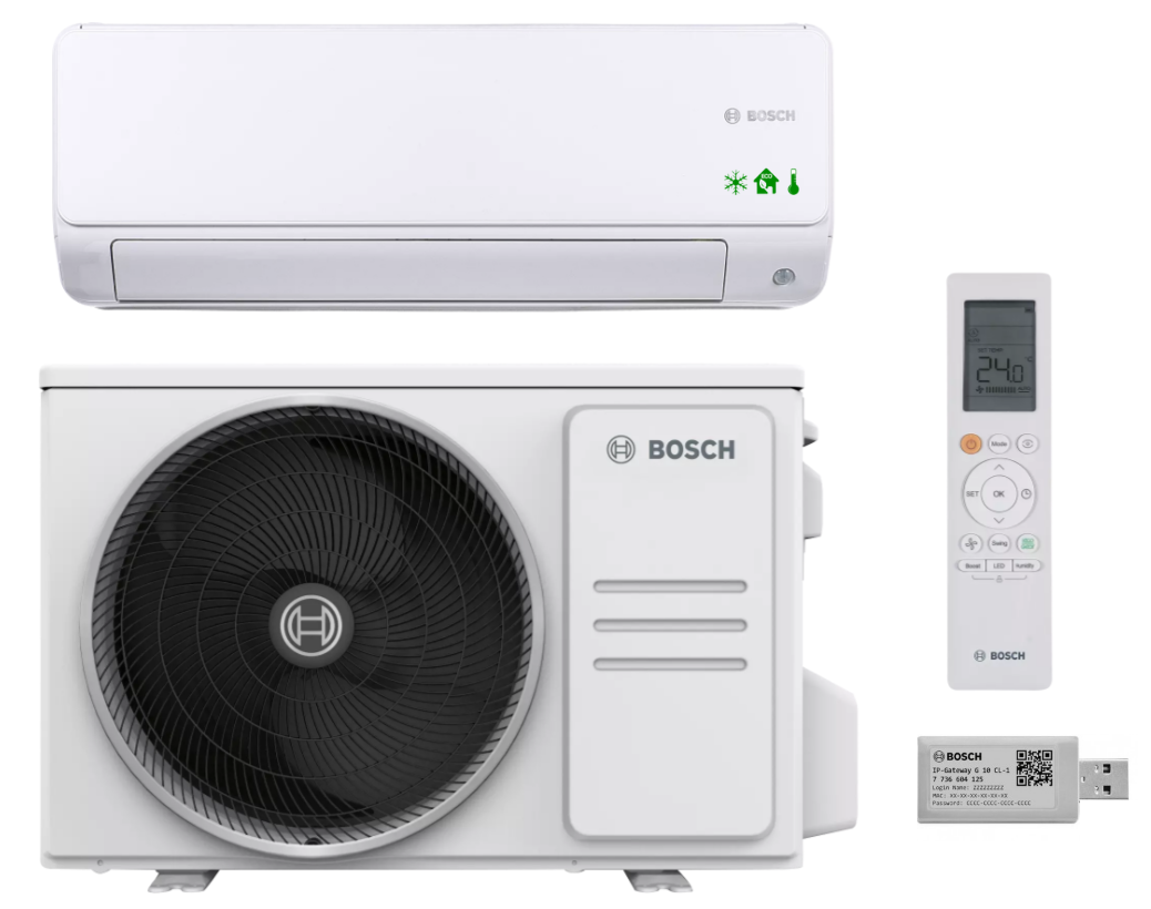 BOSCH Climate 6000i 7,0 kW R32 Wandklimagerät + Wi-Fi-Modul