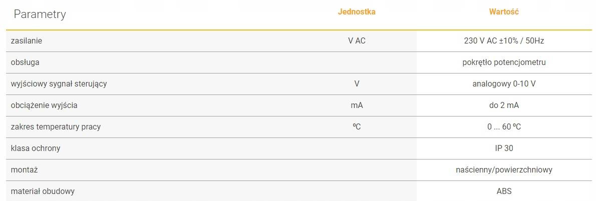 Potencjometr VR EC VOLCANO do nagrzewnic wodnych