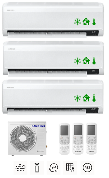 Multi-systems SAMSUNG Wind-Free Avant 2,0kW + 2,5kW + 3,5kW