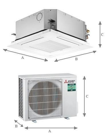 Klimatyzator kasetonowy 4-stronny MITSUBISHI 3,5kW