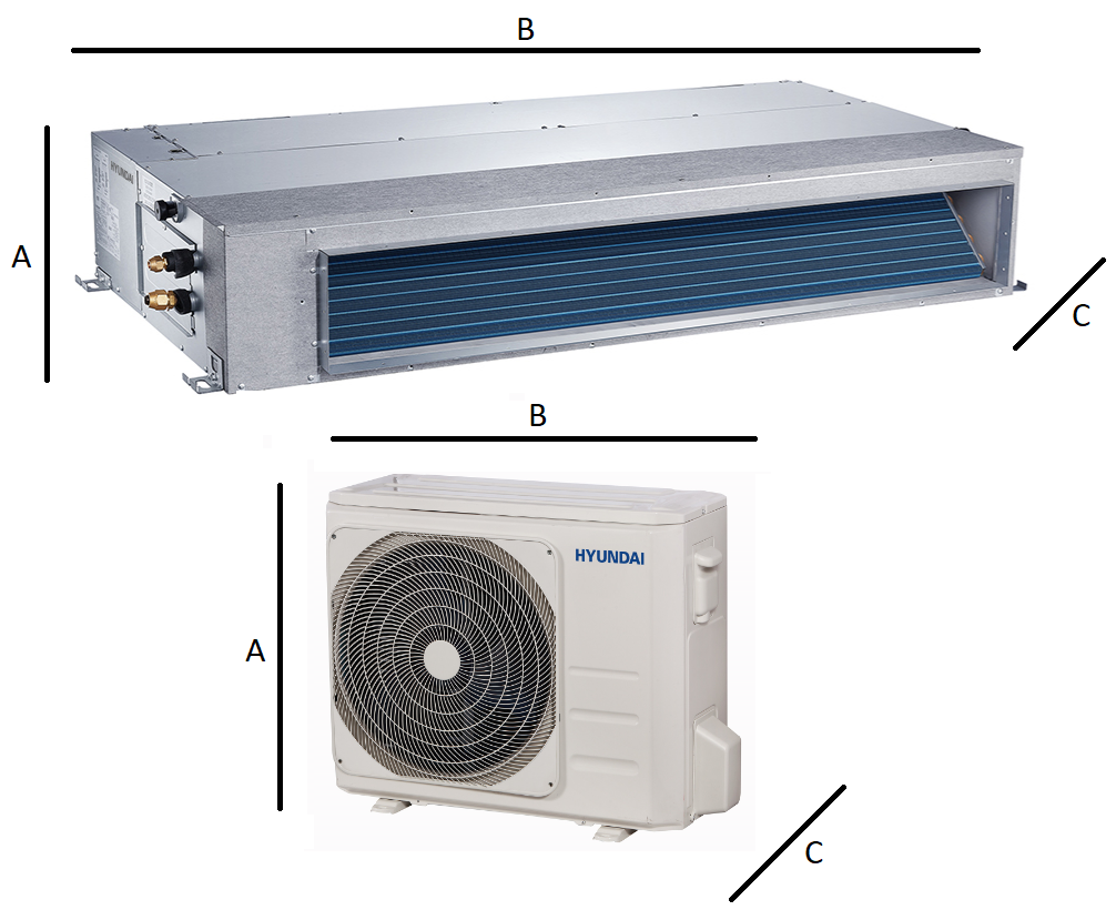 Hyundai 10,5 kW duct air conditioner R32 A++