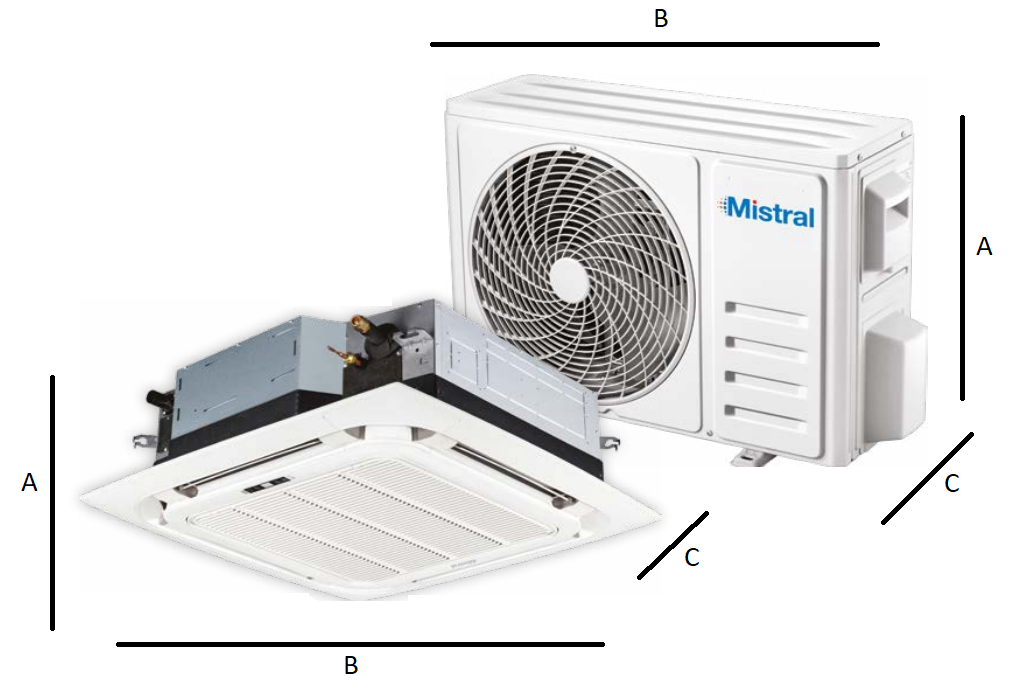 Kassettenklimaanlage Mistral 3,4 kW MIS-12CHRH/DV