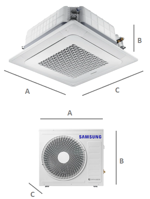 Klimatyzator kasetonowy 4-kierunkowy SAMSUNG MINI WIND-FREE 5,0kW