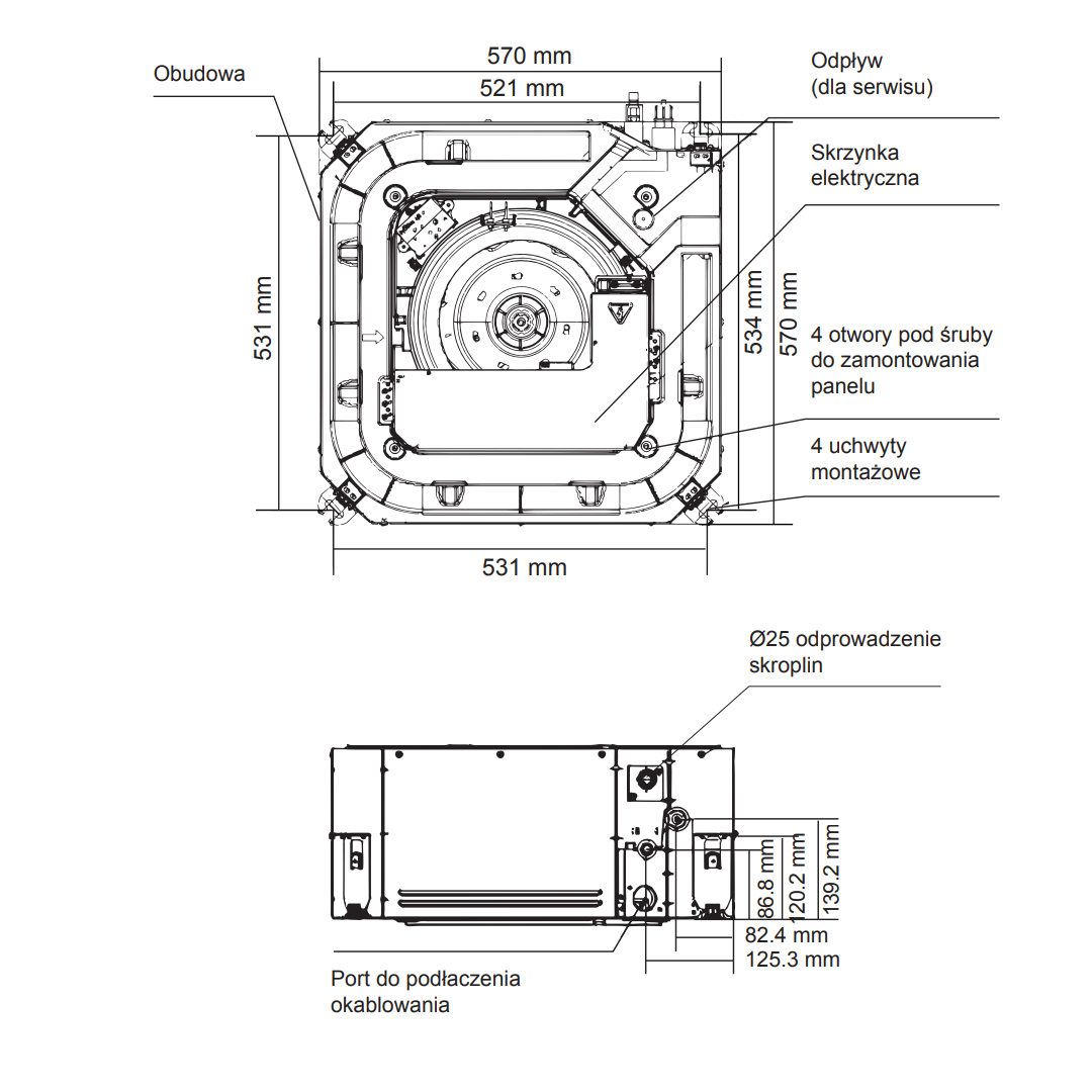 Cassette air conditioner MDV 7.0kW standard