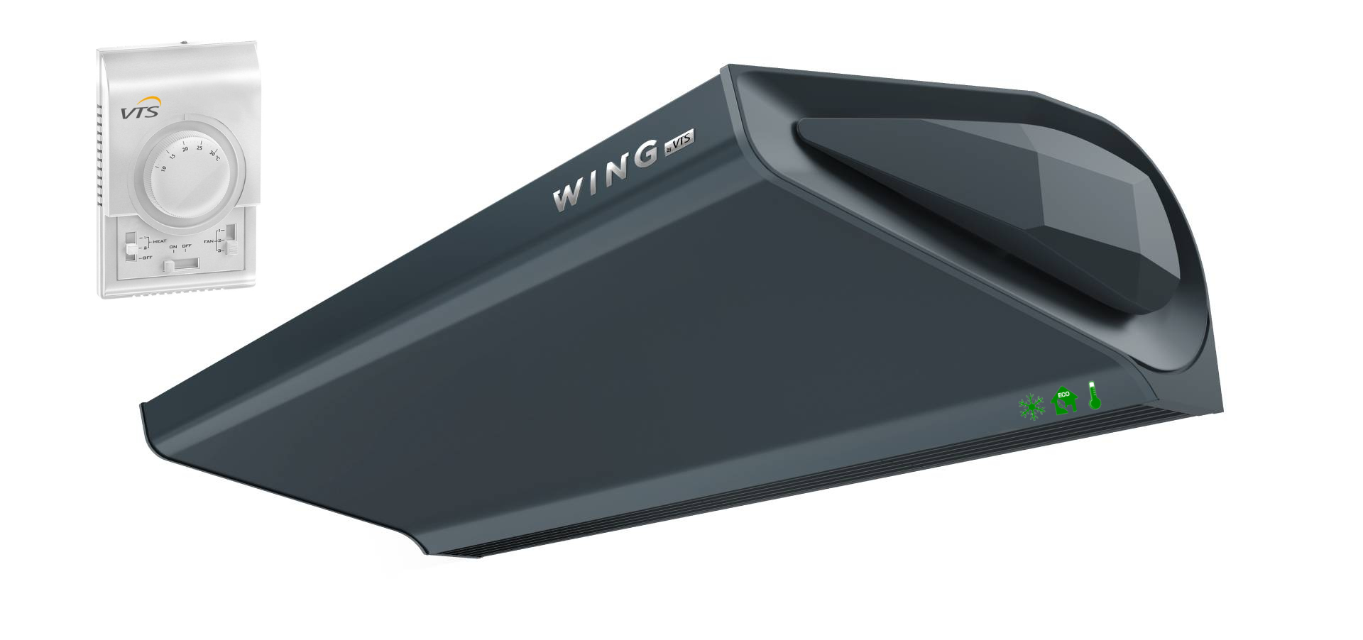 Kurtyna powietrzna wodna WING II W100 AC VTS dark 17kW + sterownik 