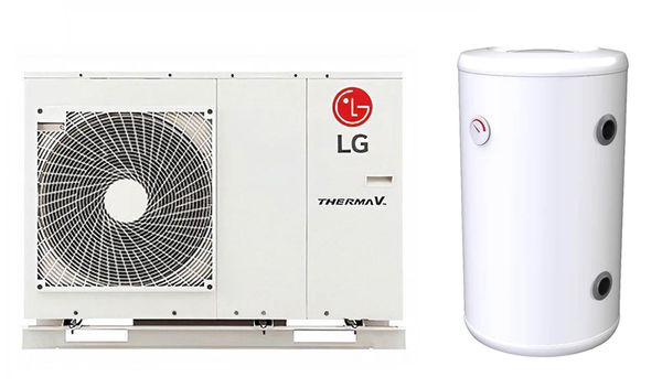  POMPA CIEPŁA LG Monobloc 9kW HM091MR + TRINNITY BUFOR C.O. BW 100L WISZĄCY TRGPWBW100